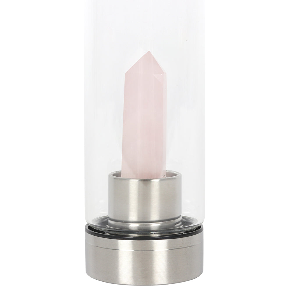 Rose Quartz Crystal Glass Water Bottle