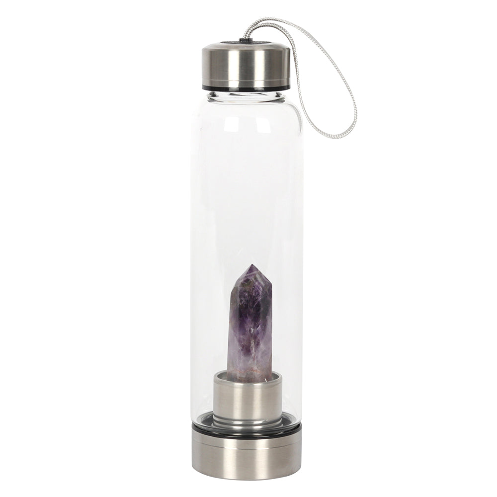Amethyst Crystal Glass Water Bottle