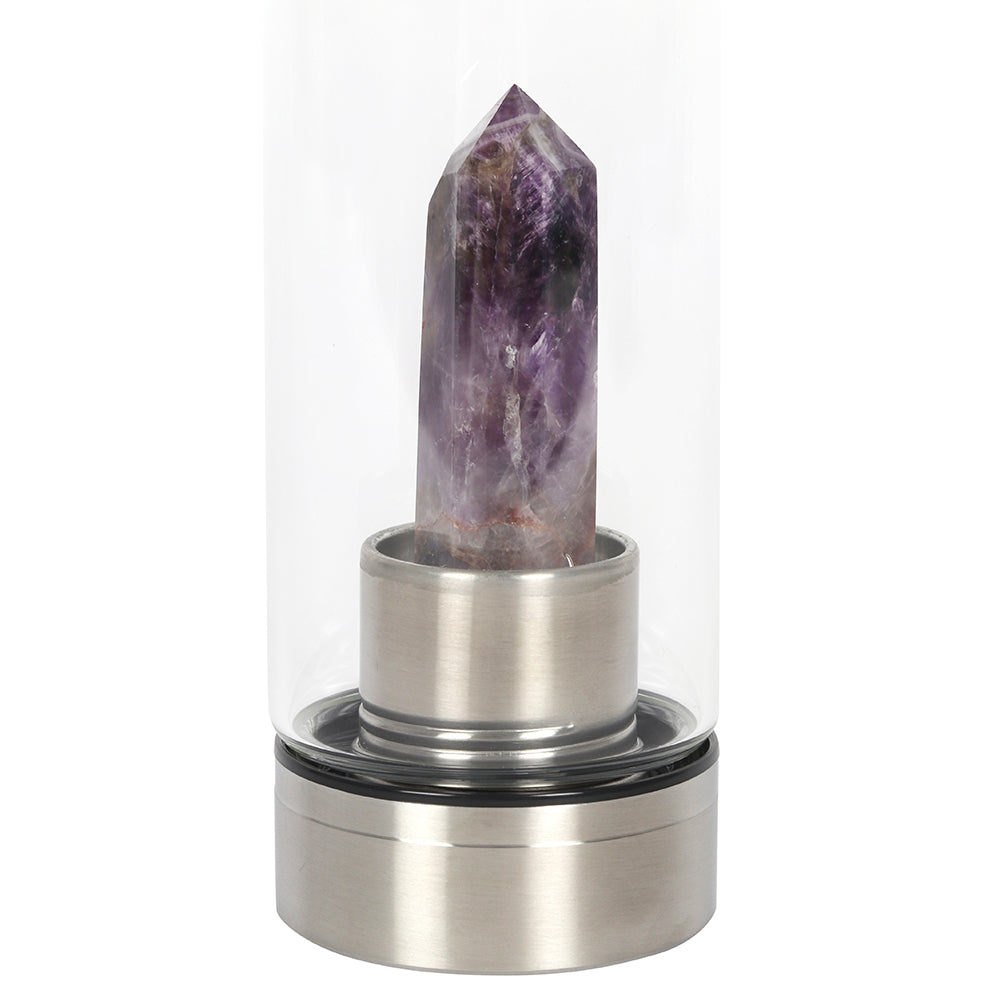 Amethyst Crystal Glass Water Bottle