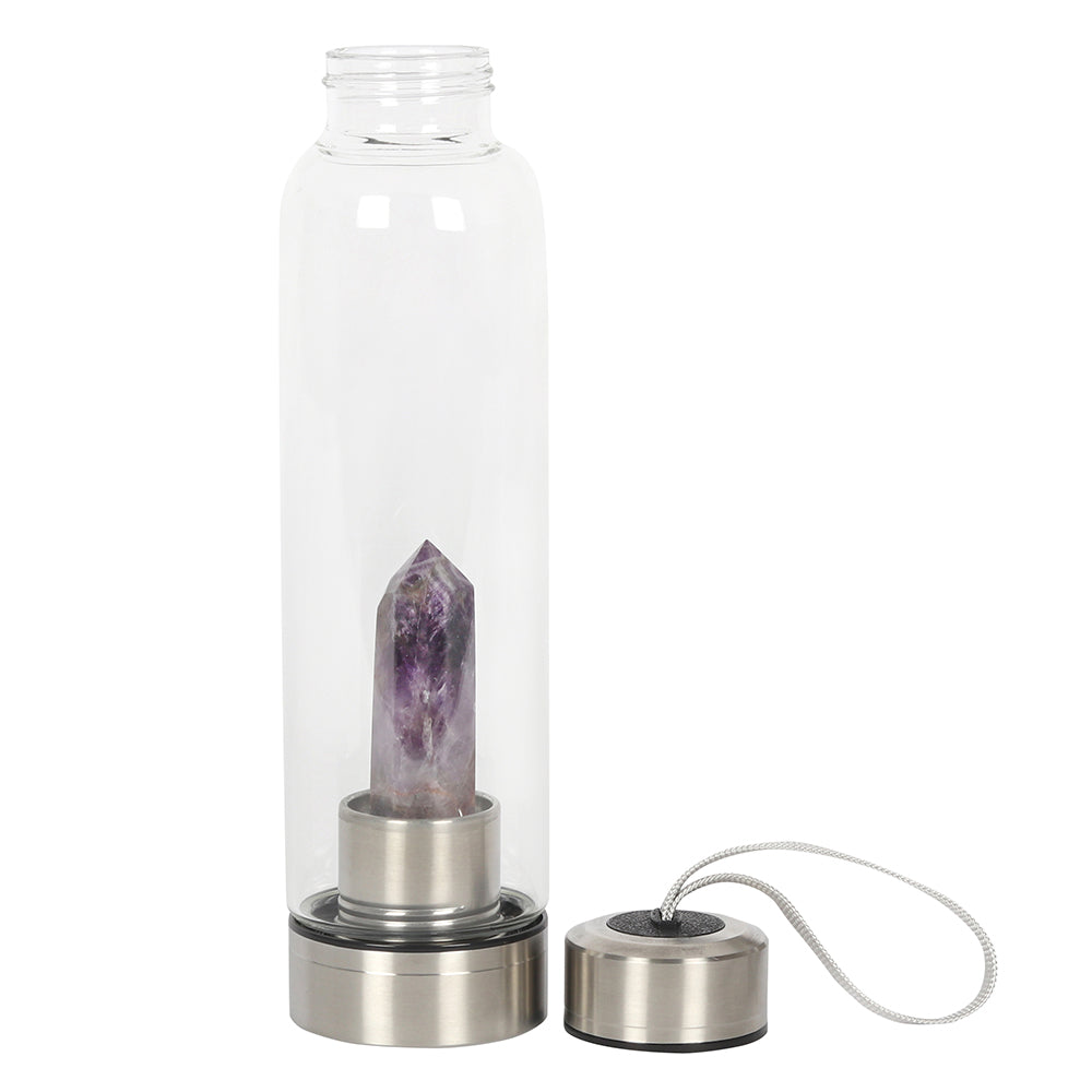 Amethyst Crystal Glass Water Bottle