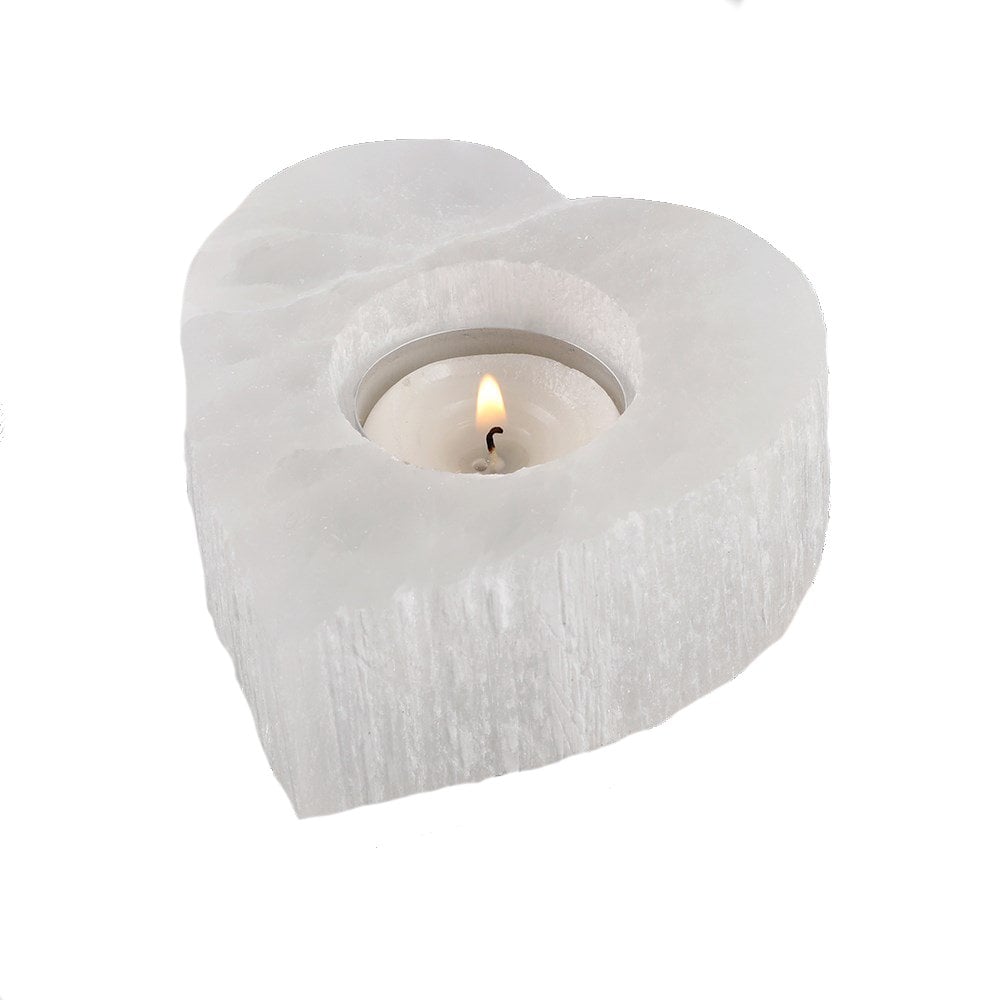 Selenite Heart Tealight Holder